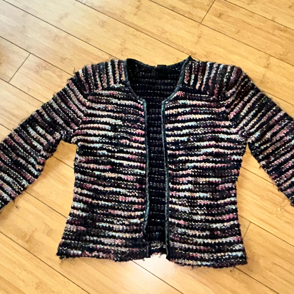 H&M Black and Pink Striped Cardigan